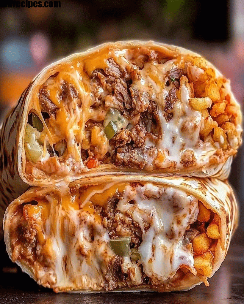 Cheesy Beef and Fries Burrito - Quick Dinner Recipe