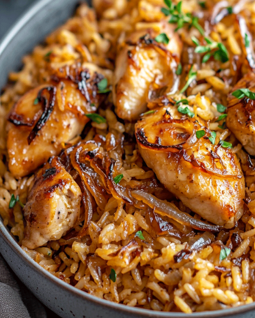 One-Pot French Onion Chicken Rice Recipe – Easy Dinner Ideas