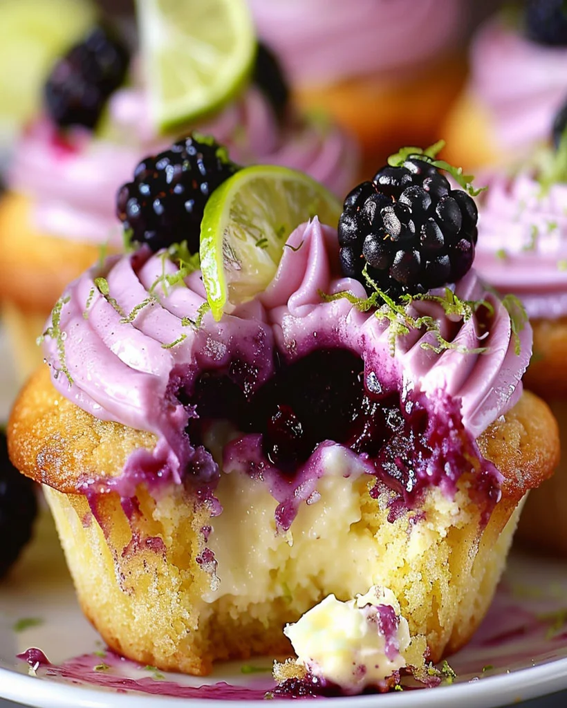 Blackberry Lime Cheesecake Cupcakes - Easy Dessert Recipe