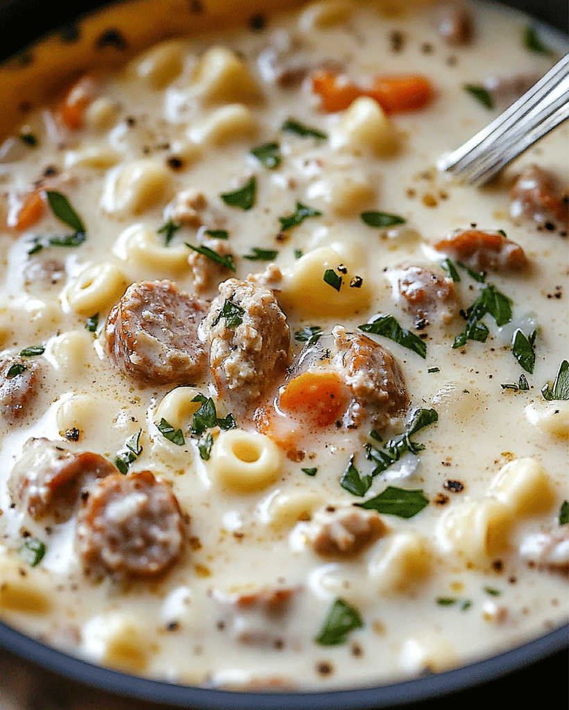 Creamy Parmesan Italian Sausage Ditalini Soup - Easy Soup Recipe