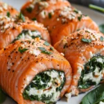 Spinach & Feta Stuffed Salmon Pinwheels | Easy Dinner Recipe