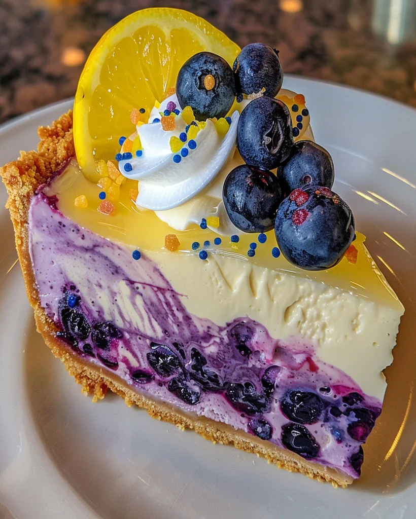 Easter Blueberry Lemon Cheesecake Pie – Easy No-Bake Dessert