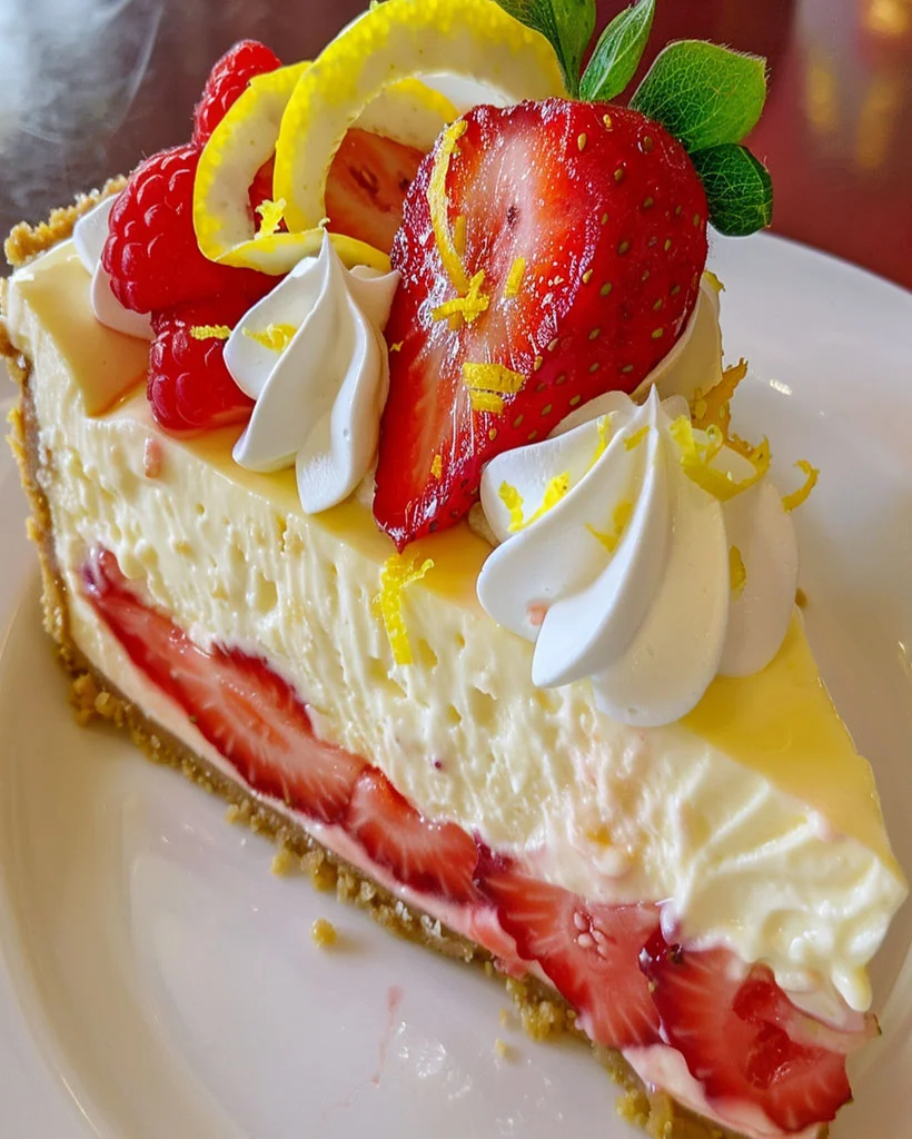 Heavenly Lemon Strawberry Cheesecake Recipe – Easy Dessert