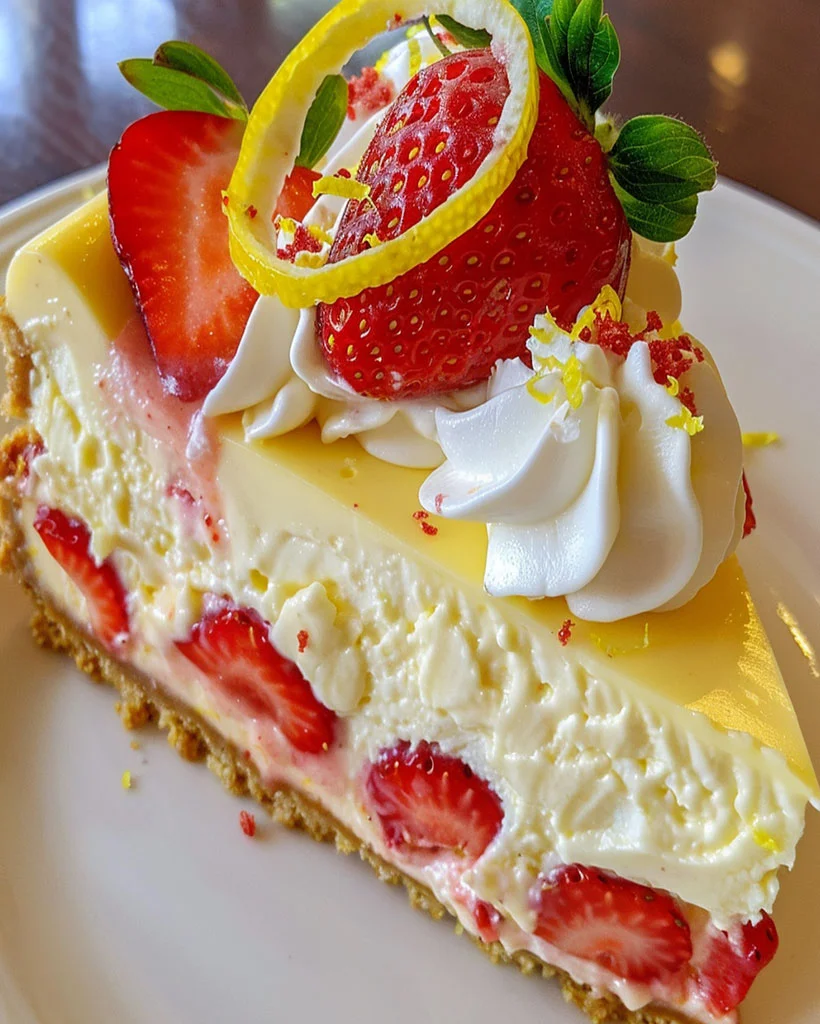 Heavenly Lemon Strawberry Cheesecake Recipe – Easy Dessert