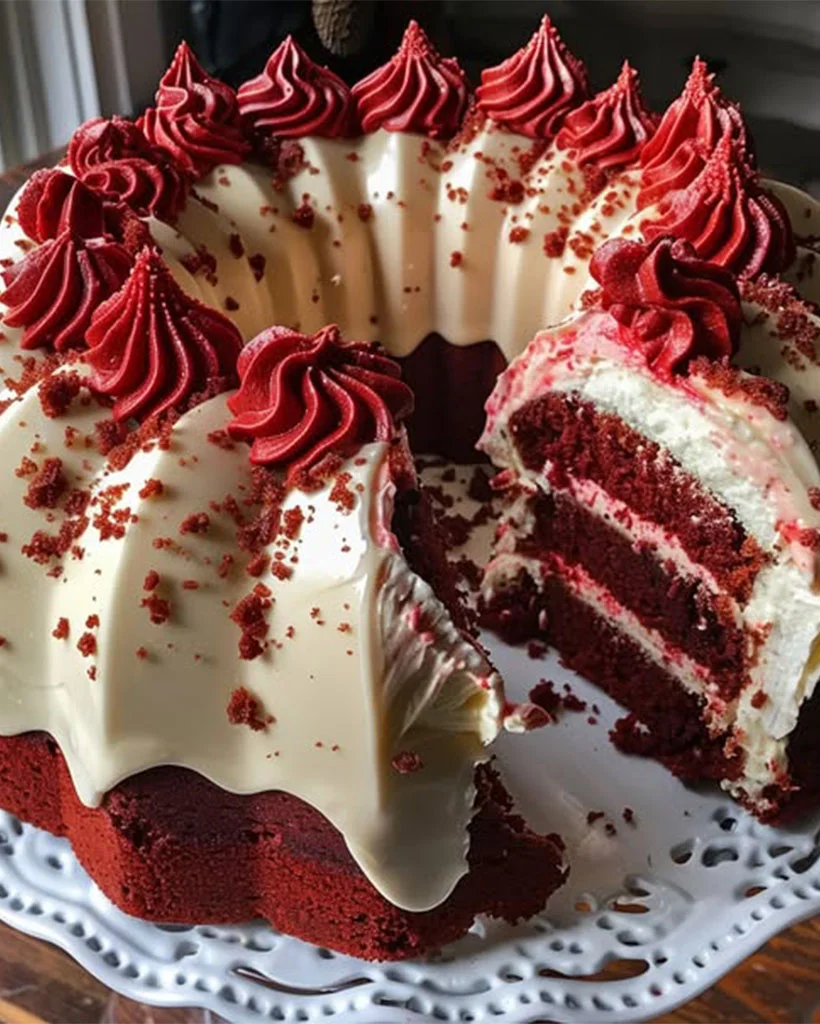 Red Velvet Cheesecake Bundt Cake Recipe – Easy Dessert