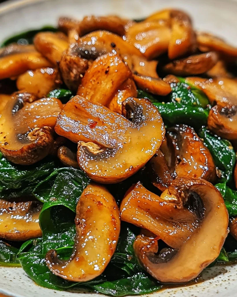 Sautéed Mushrooms with Spinach - Low-Calorie Dinner Idea