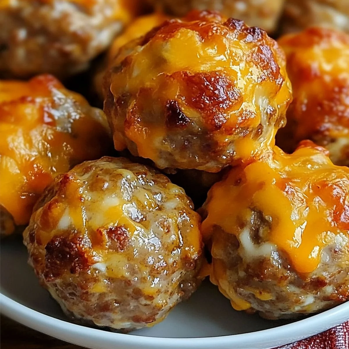 Rotel Cream Cheese Sausage Balls – Best Party Appetizer 40 Close-up of sausage balls stuffed with cheese and Rotel
