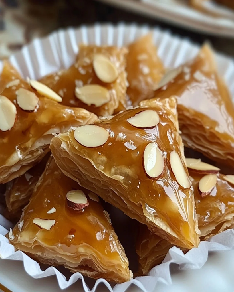 Honey Almond Baklava Triangles – Crispy Phyllo Pastry