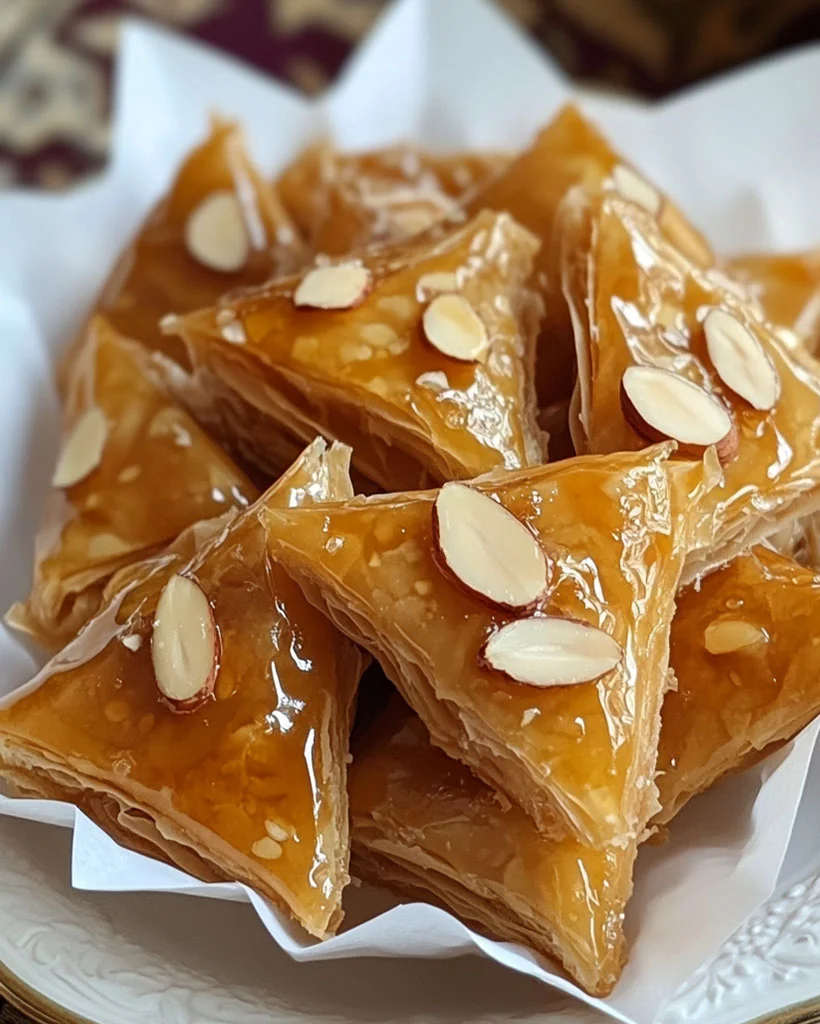 Honey Almond Baklava Triangles – Crispy Phyllo Pastry