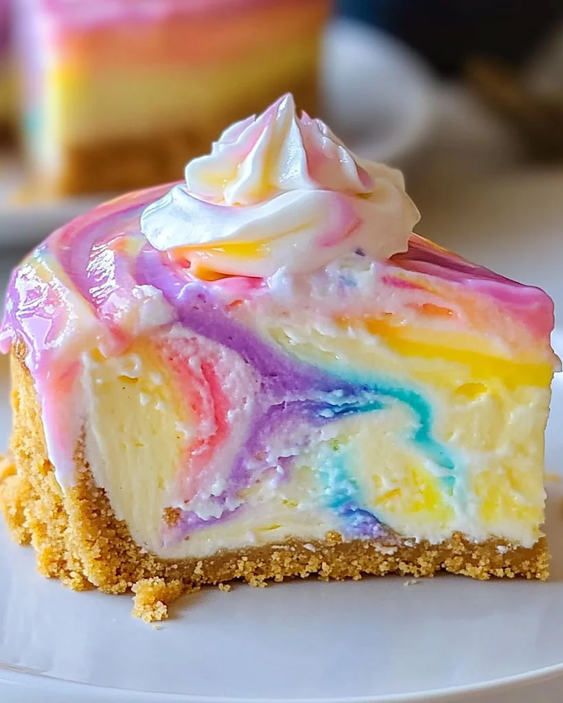 Unicorn Swirl Cheesecake – Easy Rainbow Dessert Recipe