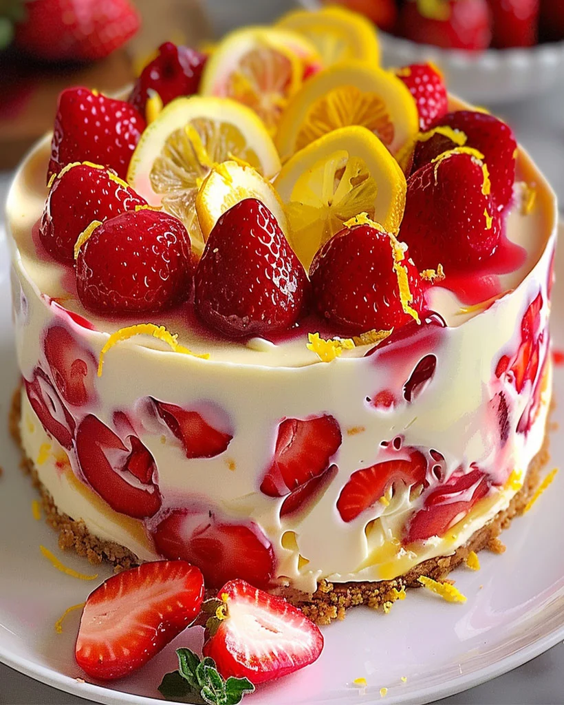 Strawberry Lemon No-Bake Cheesecake – Easy Dessert