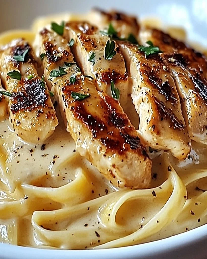 Creamy Grilled Chicken Alfredo Pasta - Easy Recipe