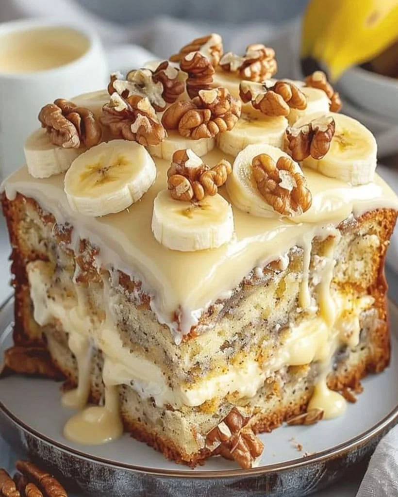Banana Walnut Cream Cake – Moist Layered Dessert Treat