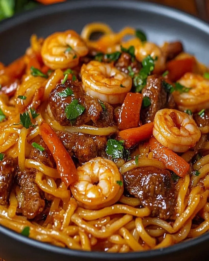 Spicy Shrimp and Beef Noodle Stir-Fry - Quick Dinner Recipe