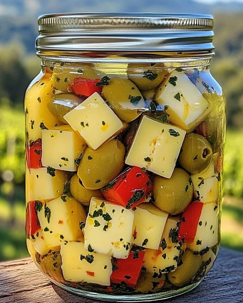 Mediterranean Marinated Cheese and Olive - Easy appetizer idea