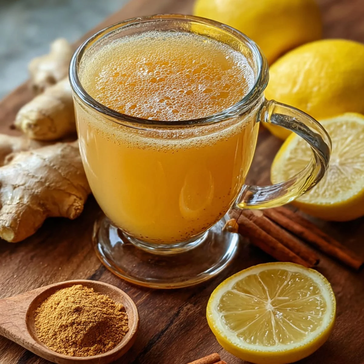Natural Zepbound recipe drink with ginger, lemon, and cinnamon