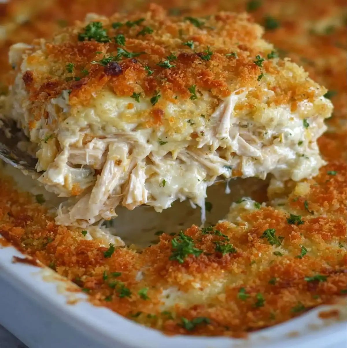 Million Dollar Chicken Casserole | Easy Dinner Idea 70 Creamy rotisserie chicken casserole with crispy breadcrumb topping