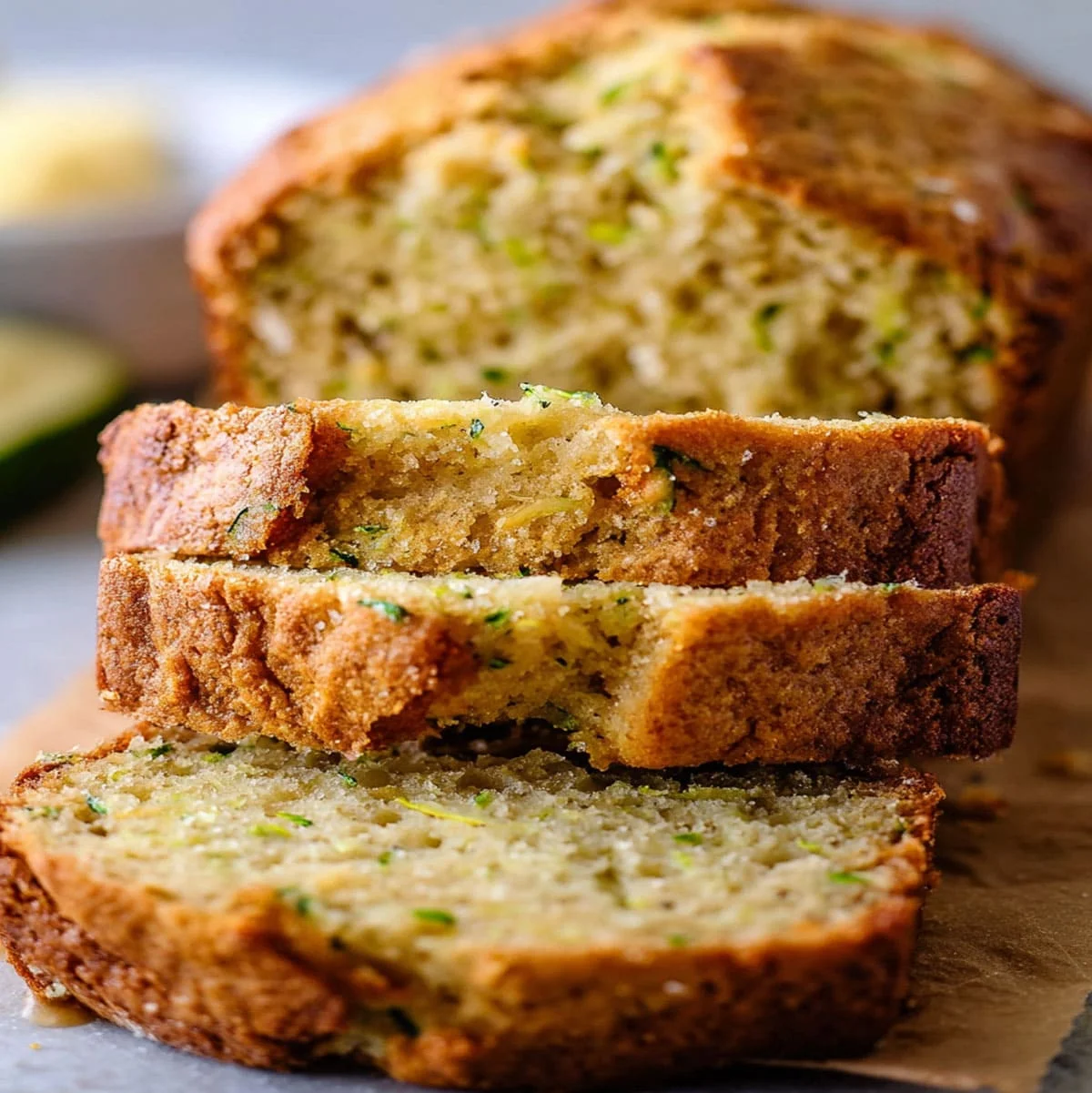 Keto Zucchini Bread Recipe | Low-Carb Snack Idea 69 Moist keto zucchini bread slices made with almond flour and fresh zucchini