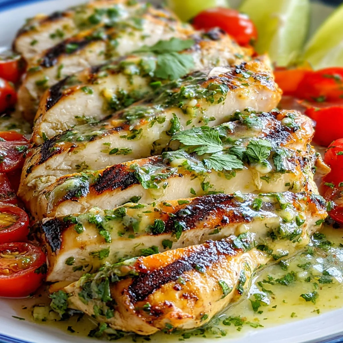 Salsa Verde Grilled Chicken | Cheesy Weeknight Dinner 62 Juicy grilled salsa verde chicken topped with cilantro and melted cheese