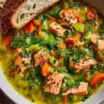 Salmon Soup – Easy 25 Minutes Dinner Recipe 65 Scandinavian salmon soup with fresh vegetables and dill