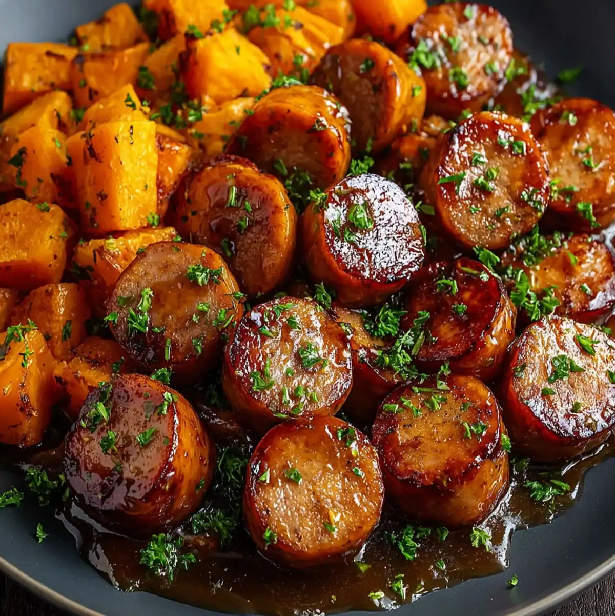 How to Boil Sweet Potatoes: The Complete Guide 4 Honey garlic sausage with tender chunks of sweet potatoes – how to boil sweet potatoes for savory meals