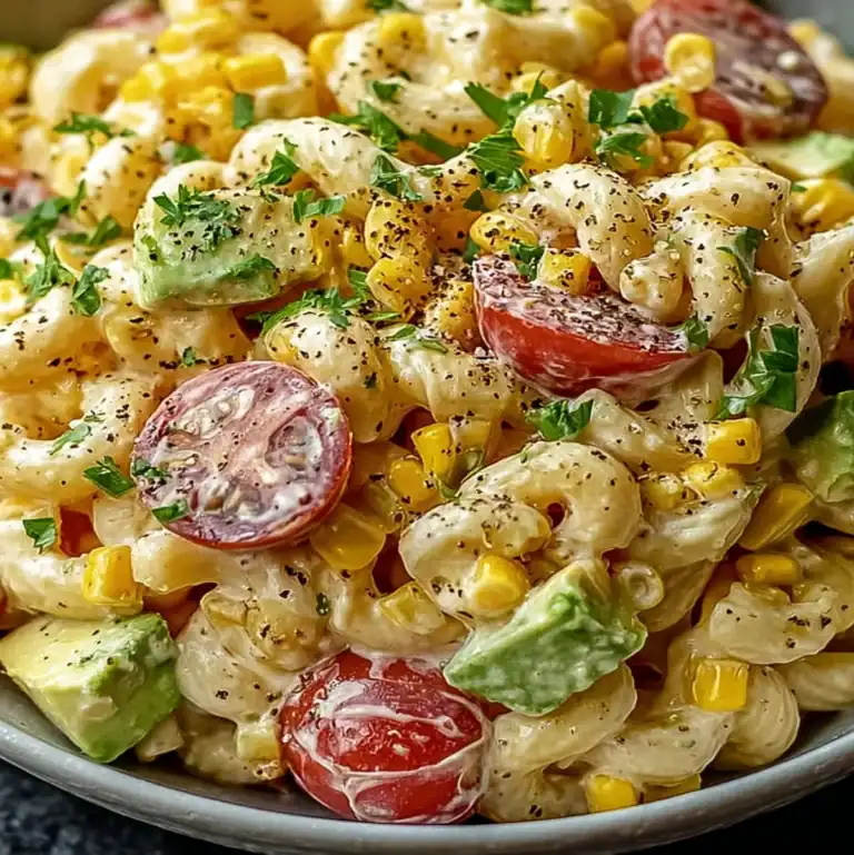 Mexican Street Corn Pasta Salad with creamy dressing