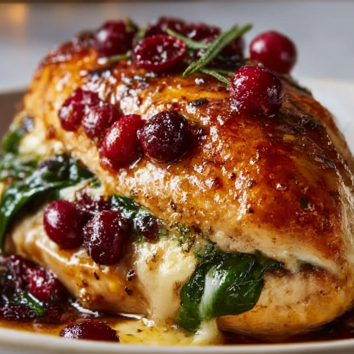 Stuffed Chicken Breast – Easy 40-Minute Recipe 65 Holiday stuffed chicken breast with cranberries and rosemary on top