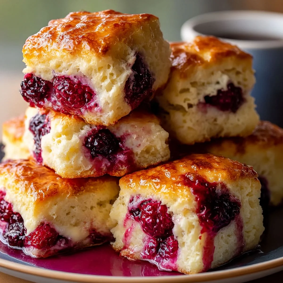 Raspberry Cream Cheese Biscuits with vanilla glaze and fresh raspberries